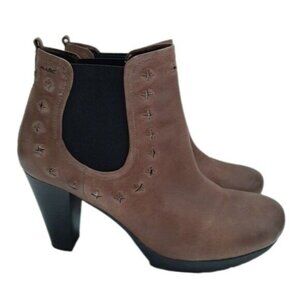 MARC High Heel Ankle Booties Genuine Leather Taupe Sz Eur 42 | US 11-11.5
